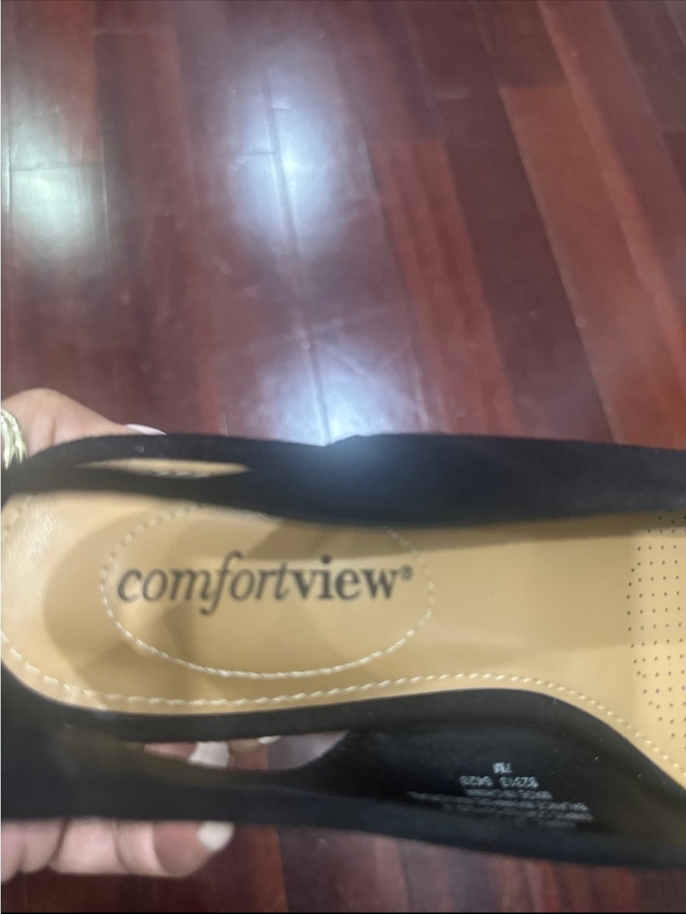 comfortview Black Slingback Flats with Snake-Print Accent - Picture 6 of 7